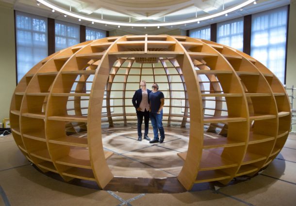 THe Globe - European Gallery's - This installation by the Cuban art collective Los Carpinteros (The Carpenters) is a response to the theme of the Enlightenment. 26th June 2015