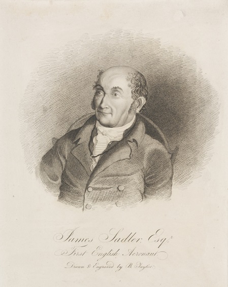Portrait of James Sadler, stipple engraving by B. Taylor, 1812. Museum no. E.4748-1923
