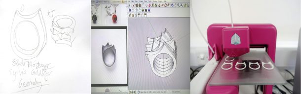 An example of using a design from the galleries, a Sylvia Goldberger ring, and then converting it into a CAD model before printing.