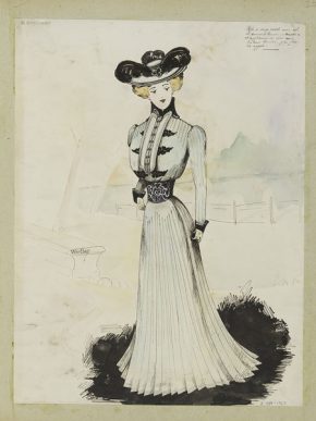'Werther.' Design for a pale blue day dress by Paquin, Winter 1899.