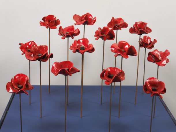 Sixteen ceramic poppies from ‘Blood Swept Lands and Seas of Red’