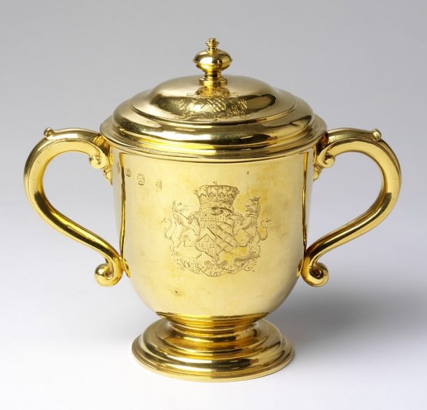 Cup and cover, Gold, London hallmarks for 1717-18, mark of Paul de Lamerie, bearing the arms of Berkeley impaling Noel