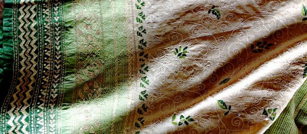 Kantha embroidery, tussar saree by Mallika’s Kantha, Kolkata