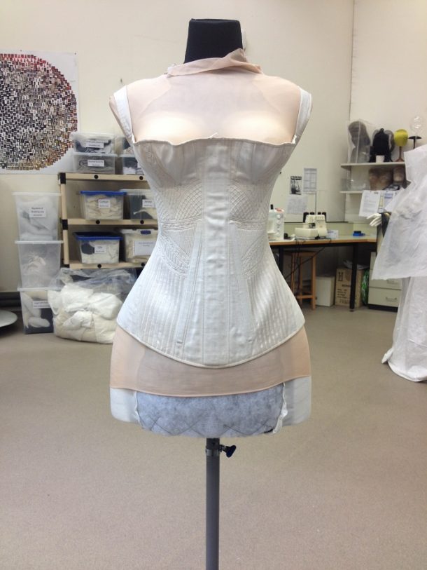The corset sits much better now with reshaped shoulders and carved plaztazote to form breasts and hips