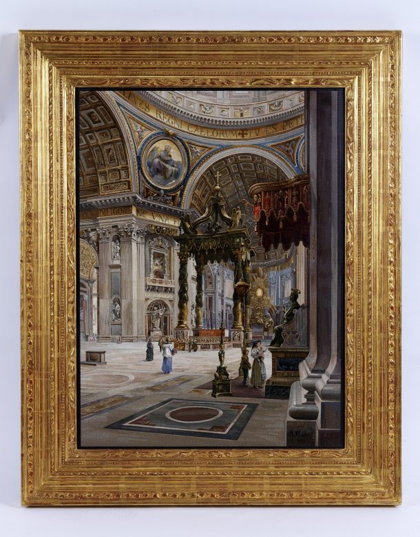 Augusto Moglia, Interior of St Peter's Basilica, Rome, 1899; 73.7x50.8cm (picture only)