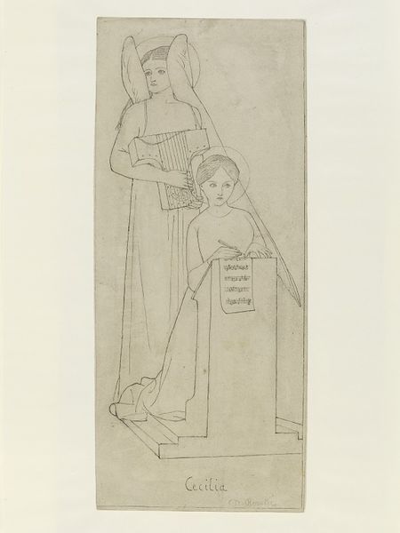 'St. Cecilia' by Elizabeth Siddal. Drawing, 1855. Museum no. E.3003-1911. ©Victoria and Albert Museum, London