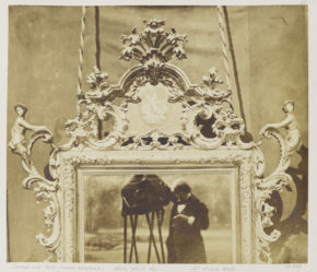 Mirror with carved & gilt frame, Venetian; by Charles Thurston Thompson (1816 - 68), Albumen Print; from the album, Furniture Exhibited at Gore House, Vol.2 by John Webb, 1853.