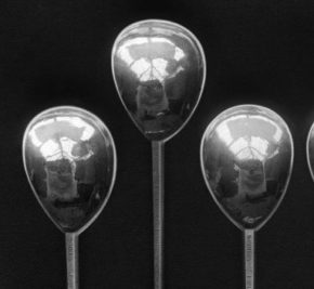 Apostle Spoons; silver; showing reflections; owned by Samuel Montague MP; photographed in 1898. ©Victoria & Albert Museum, London., 