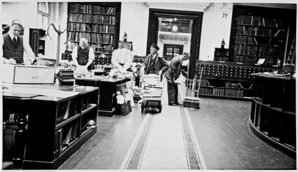 Room 77 during the pre-World War Two preparation of objects for evacuation or protection