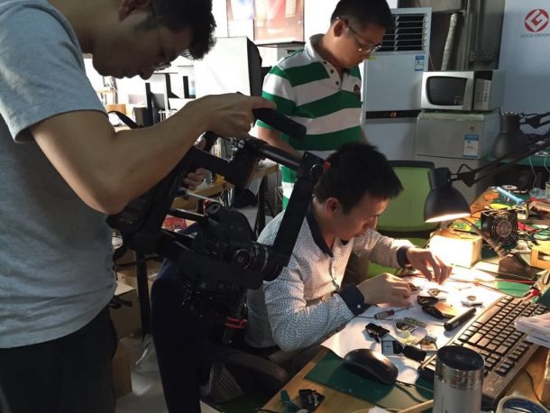 Filming at RONE company for a video on shanzhai and innovation