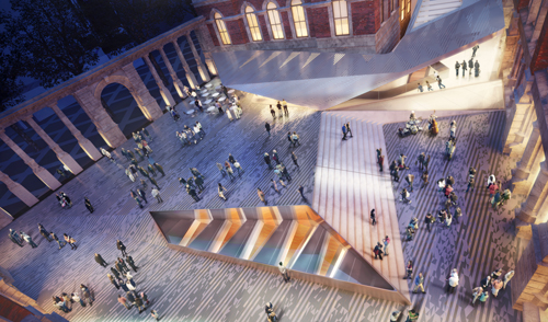 Visualisation of the courtyard at night