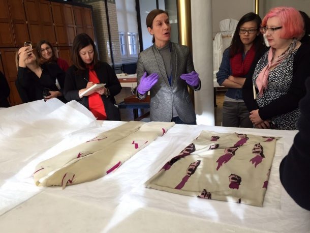 Sonnet Stanfill talks about Schiaparelli’s Tear dress and surrealism, while we see some highlights of the collection in the Clothworkers' Centre. ©Sarah Hall