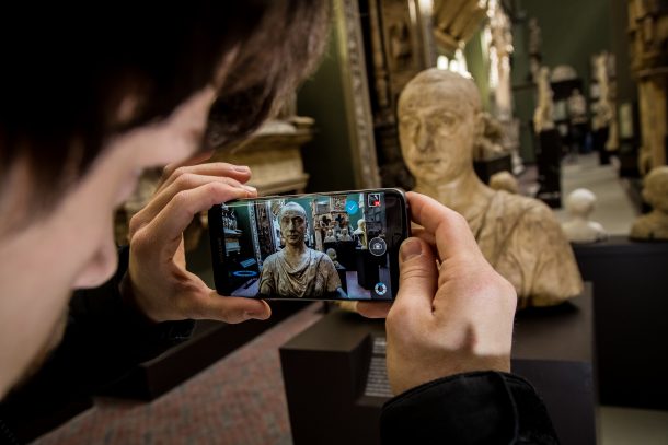 Scanning sculptures using Autodesk's 123D and a Galaxy S7 Edge Photo Credit: Vianney Le Caer/Rex/Shutterstock