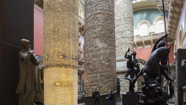Art installation made of conservation latex that has been used to ‘clean’ the hollow inside of the cast of Trajan’s Column.