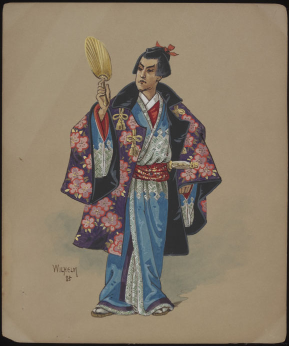 S.2893-2015 Costume design The Mikado; Costume design by Wilhelm for a Japanese Gentleman in The Mikado, Savoy Theatre 14 March 1885 Wilhelm (1858-1925) London 1885 Gouache on board