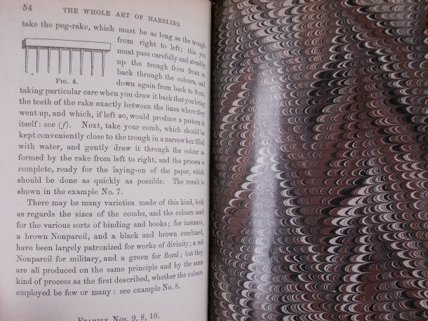 Instructions in 'The whole art of marbling' for creating the 'nonpareil' pattern.