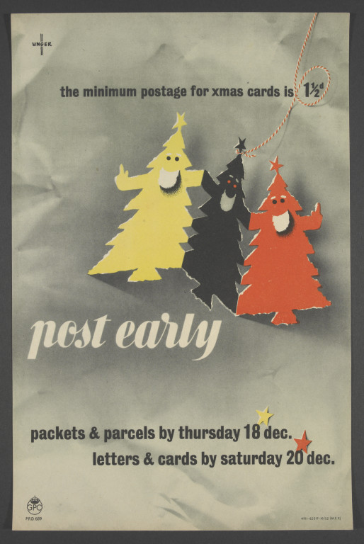 ‘Post early,’ poster, Hans Unger, 1952