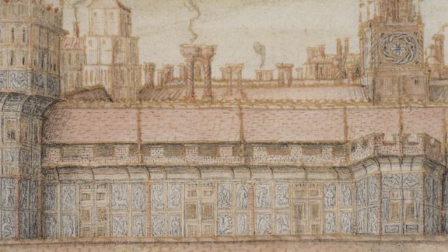 Detail of the south façade of Nonsuch Palace © The Victoria and Albert Museum