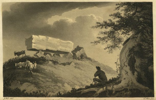 Samuel Alken after J. West. 'A kistvaen in Breock, Cornwall'. Aquatint. Plate from: Richard Warner. 'A tour through Cornwall, in the autumn of 1808'