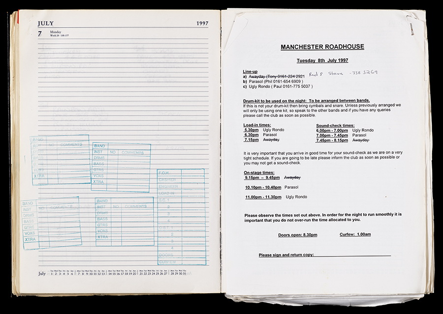 Lost Music Venues – Bookings diary