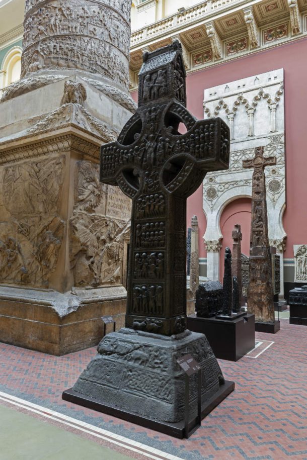 The crosses are displayed next to a gigantic copy of the Trajan's Column from Rome. Image © Victoria and Albert Museum, London
