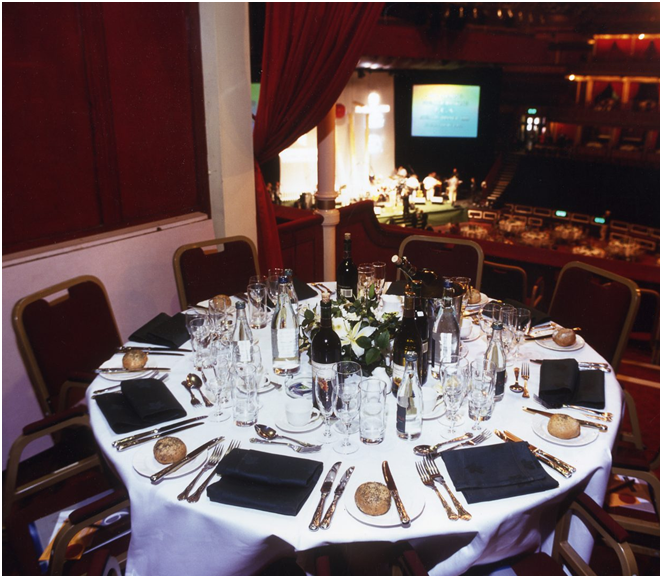  Formal dining in a Grand Tier box, 1980s 