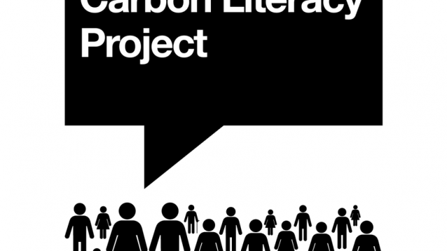 A group of outlined figures with the words Carbon Literacy Project