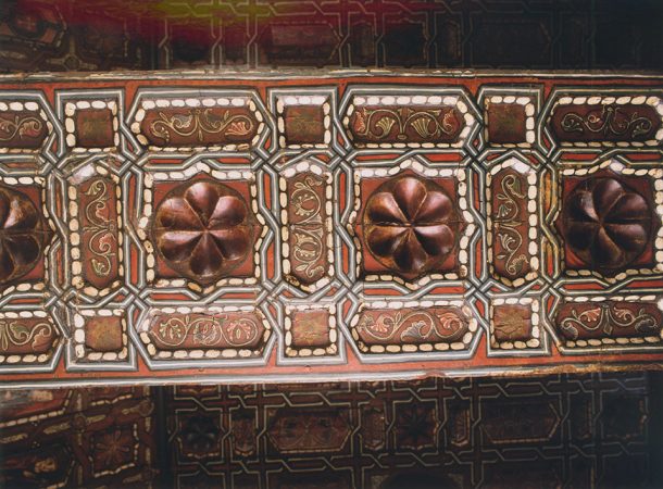 Detail of a ceiling showing rosettes