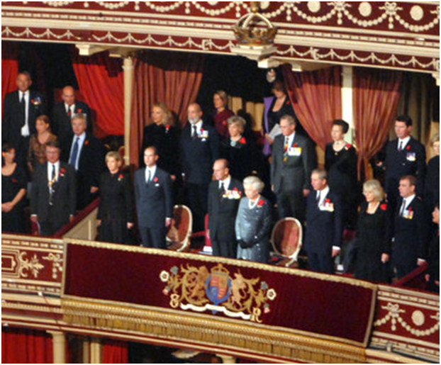 Her Majesty the Queen Elizabeth II attending a performance at the Royal Albert Hall