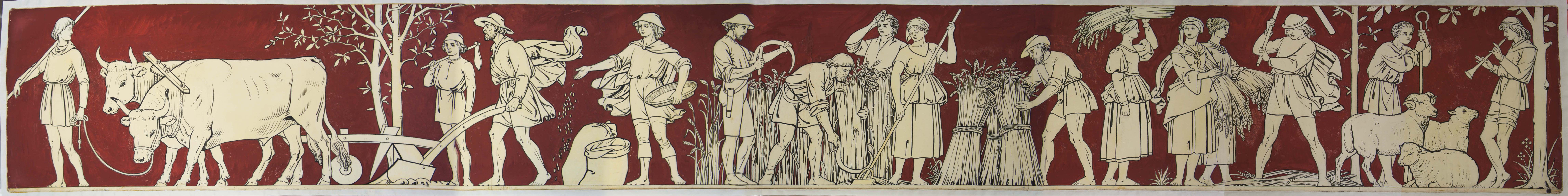 The original drawing of Agriculture by H. Stacy Marks. 