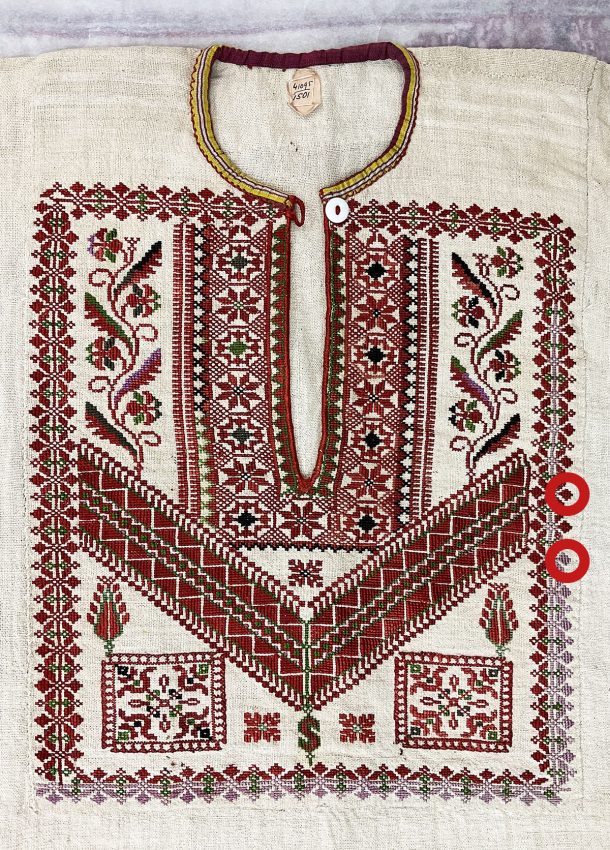 Embroidered pattern, with details showing variations in the stitching