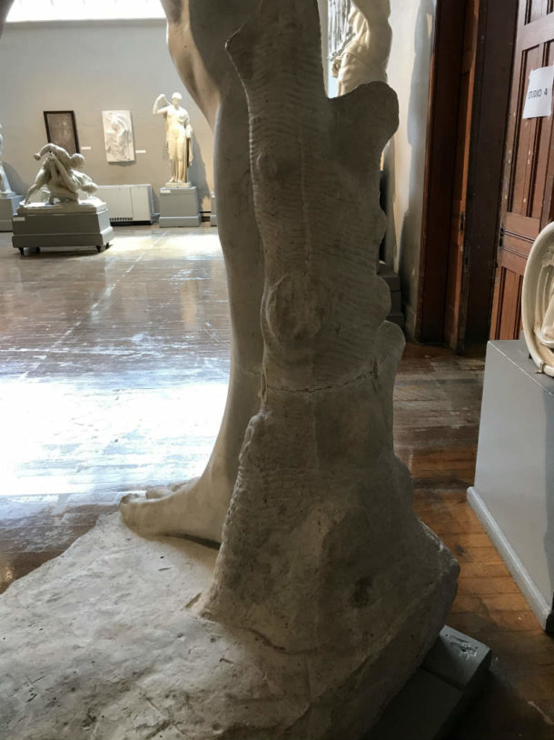 Detail of tree trunk/leg support. Image, courtesy of the Pennsylvania Academy of the Fine Arts.