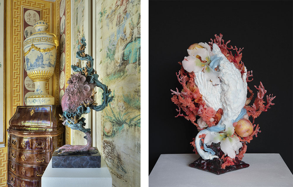 Sculptures based on floral and sea motifs