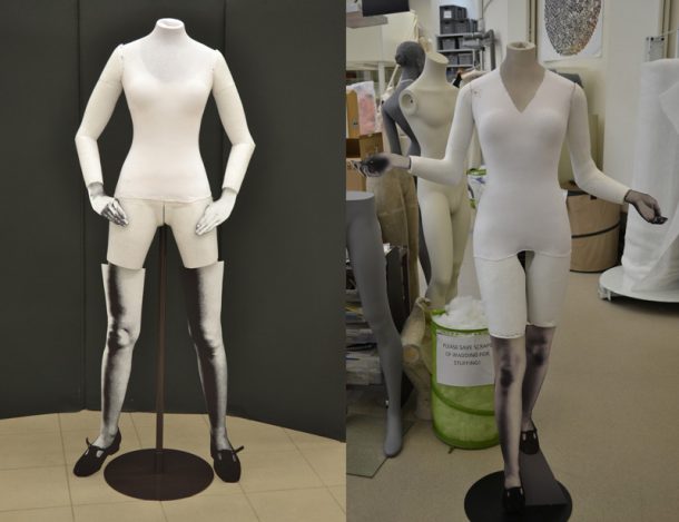 Figure 2. Left the initial prototype figure. Right a finished figure before dressing