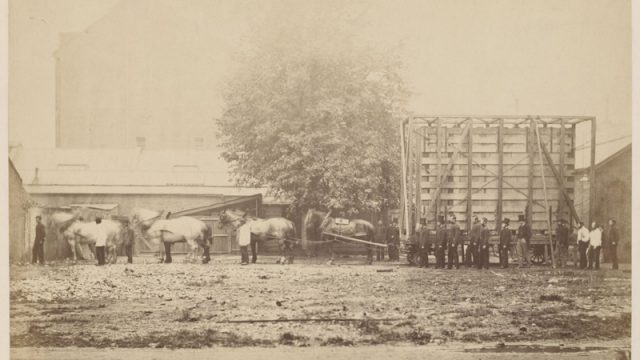 Figure 3. The case and van transporting the Raphael Cartoons from Hampton Court to South Kensington in May 1865 (Museum No. 44413)