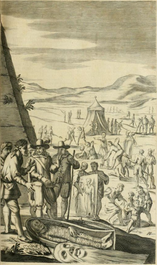 Seventeenth-century print of archeology in Egypt