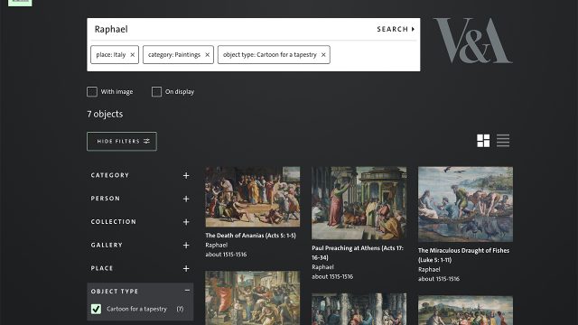 Explore the Collections search page for 'Raphael'