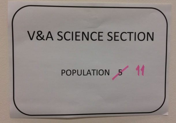 Figure 1: V&A Science Section population count – updated in March 2017.