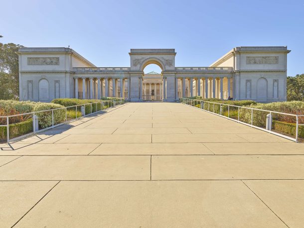 A walkway in front of the California Palace of the Legion of Honor