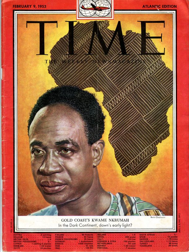 Time magazine cover with a silhouette of Africa
