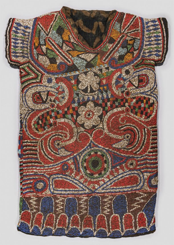 Patterned tunic decorated with beads