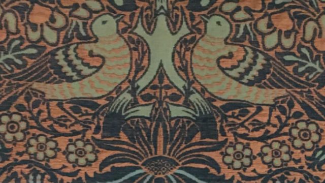 Two doves from CIRC.610-1954, a version of William Morris's Dove and Rose fabric