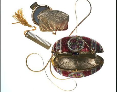 Fabergé egg style bag with purse, mirror, and comb
