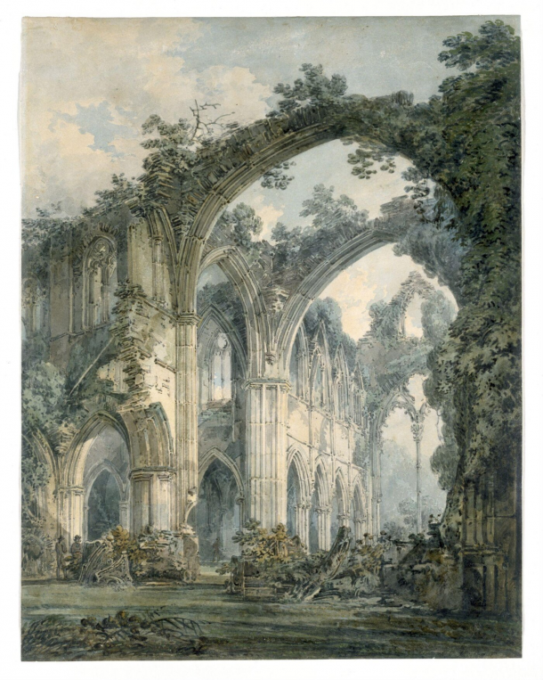 683-1871, 'Interior of Tintern Abbey, Monmouthshire', watercolour by J. M. W. Turner, 1794.