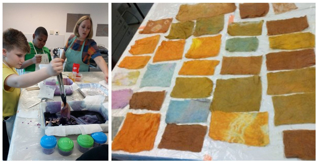 Young people working with natural dyes