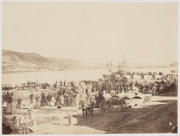 Photograph of the Taupo Quay, Whanganui, New Zealand by William James Harding, about 1865, Museum number PH.103-1981 © Victoria and Albert Museum
