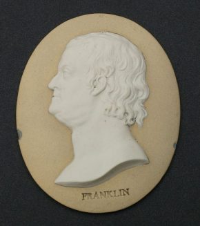 Medallion of man looking to left, with the word Franklin written underneath