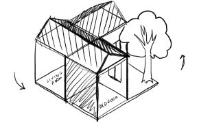 line drawing of a house