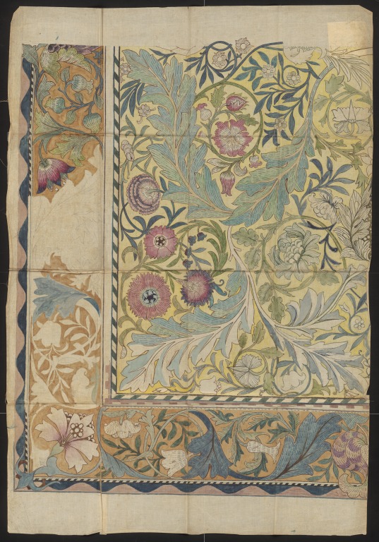  Design for an embroidered panel with border by William Morris, 1878. Musuem number E.55-1940, part of the May Morris Bequest