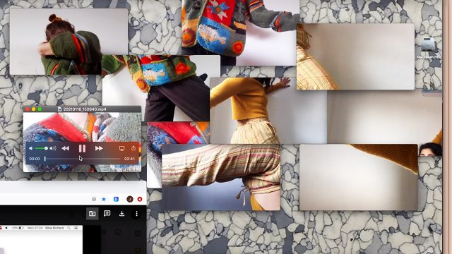 desktop screen showing smaller windows with parts of bodies dancing in them